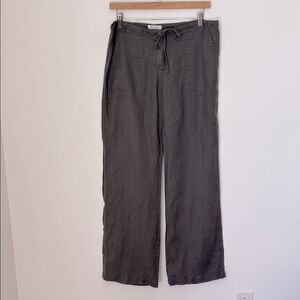 Johnny Was 100% Linen Pant Wide Leg Drawstring Gray Size Small